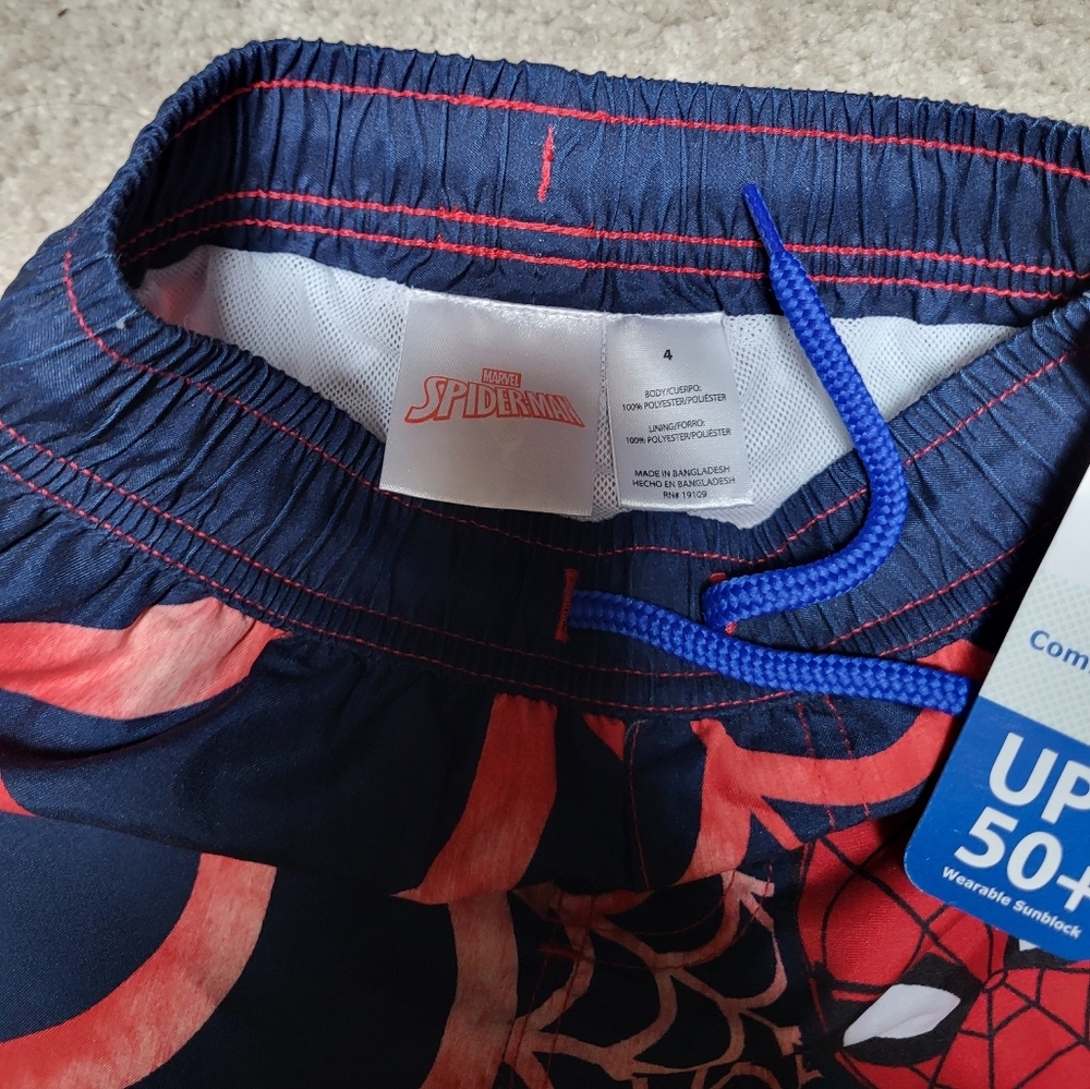NWT Marvel Kids Swim Trunks - Red and Black Spider-Man Design - Size 4 - Picture 3 of 3